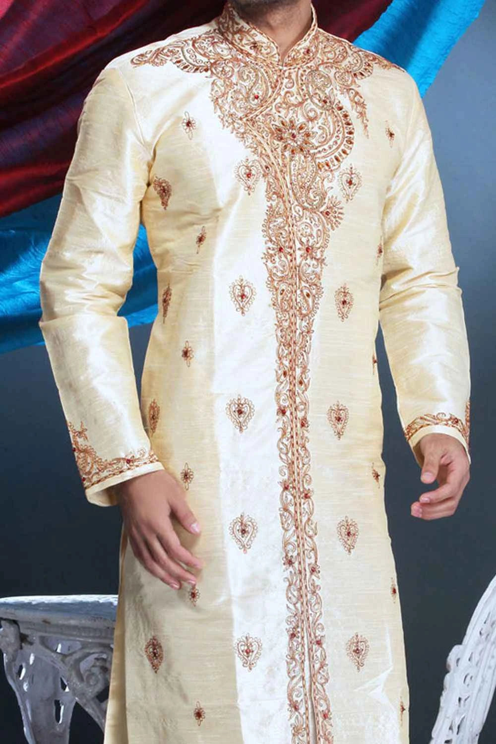 Gold Art Dupion Mens Kurta Pajama (NMK-1580)