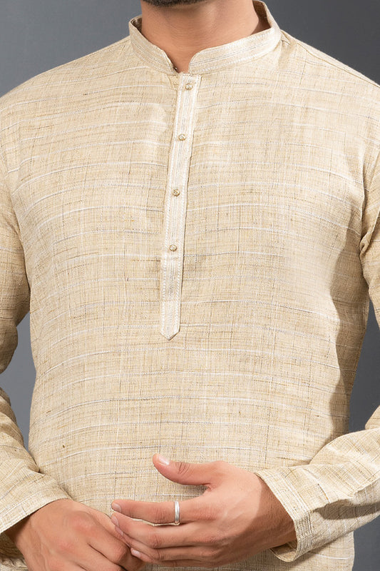 Gold Cotton Kurta Pajama (NMK-8723) - Nihal Fashions