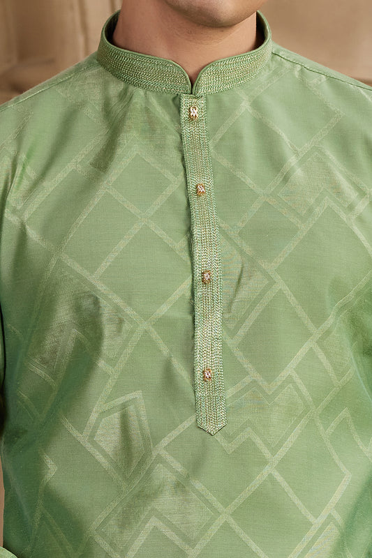 Green Art Silk Kurta Pajama (NMK-8572) - Nihal Fashions
