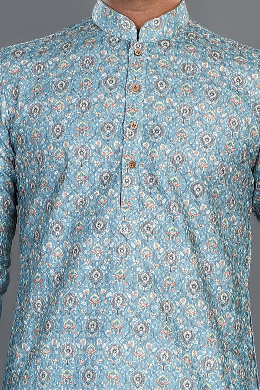 Green Cotton Casual Kurta Pajama (NMK-8143) - Nihal Fashions