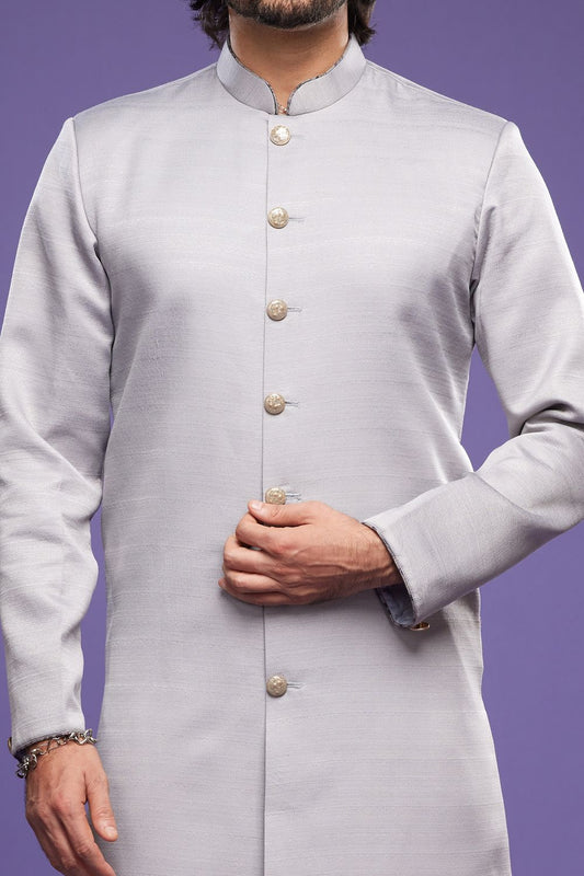 Grey Art Banarasi Silk Casual Indo Western (NMK-7063) - Nihal Fashions