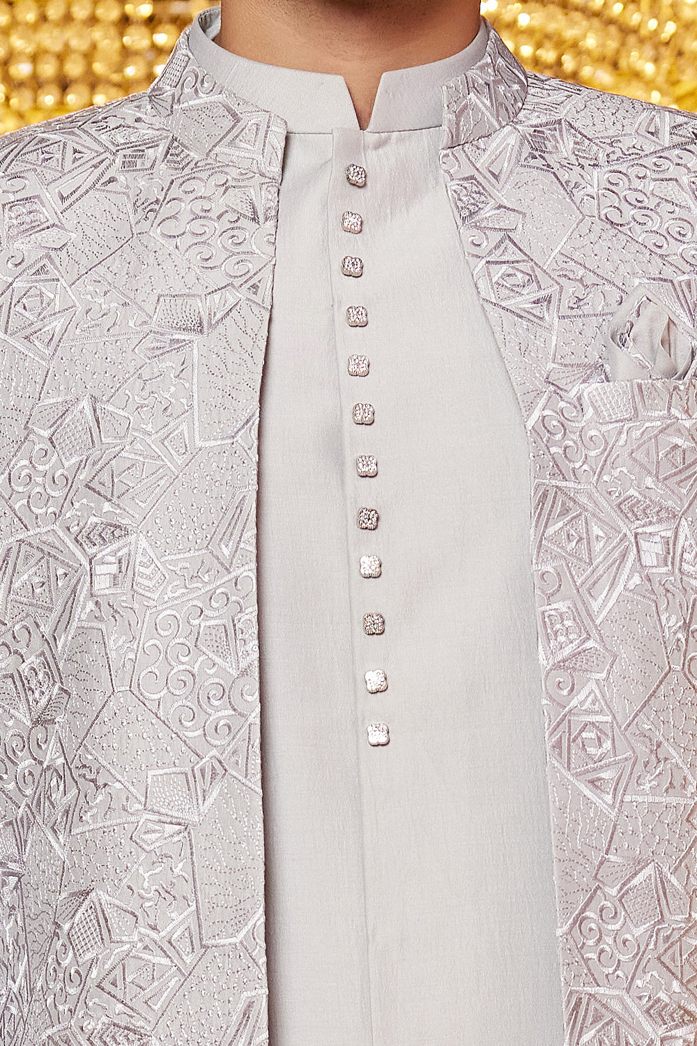 Grey Art Silk Indo Western for Men (NMK-8252) - Nihal Fashions