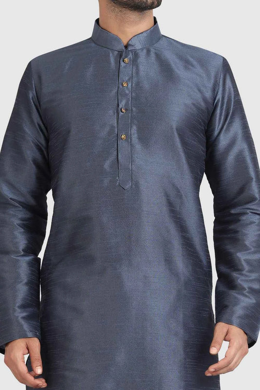 Grey Art Silk Kurta Pajama (NMK-5929)