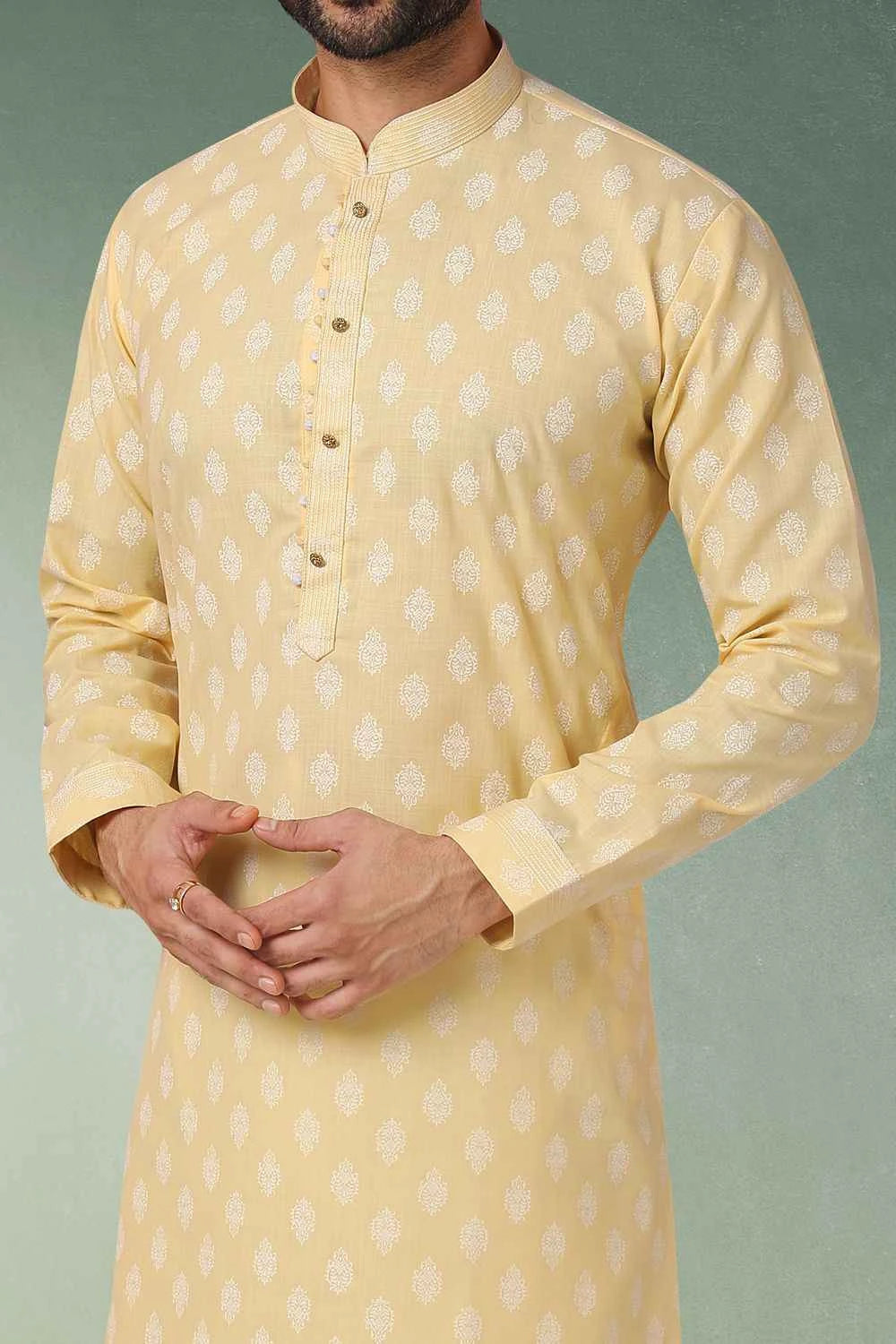 Lemon Cotton Kurta Pajama (NMK-5750)