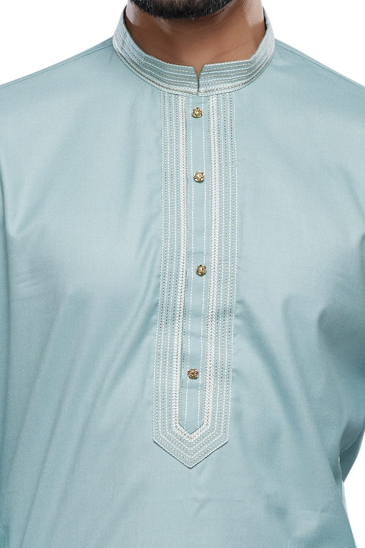 Light Blue Art Silk Kurta Pajama (NMK-7492) - Nihal Fashions