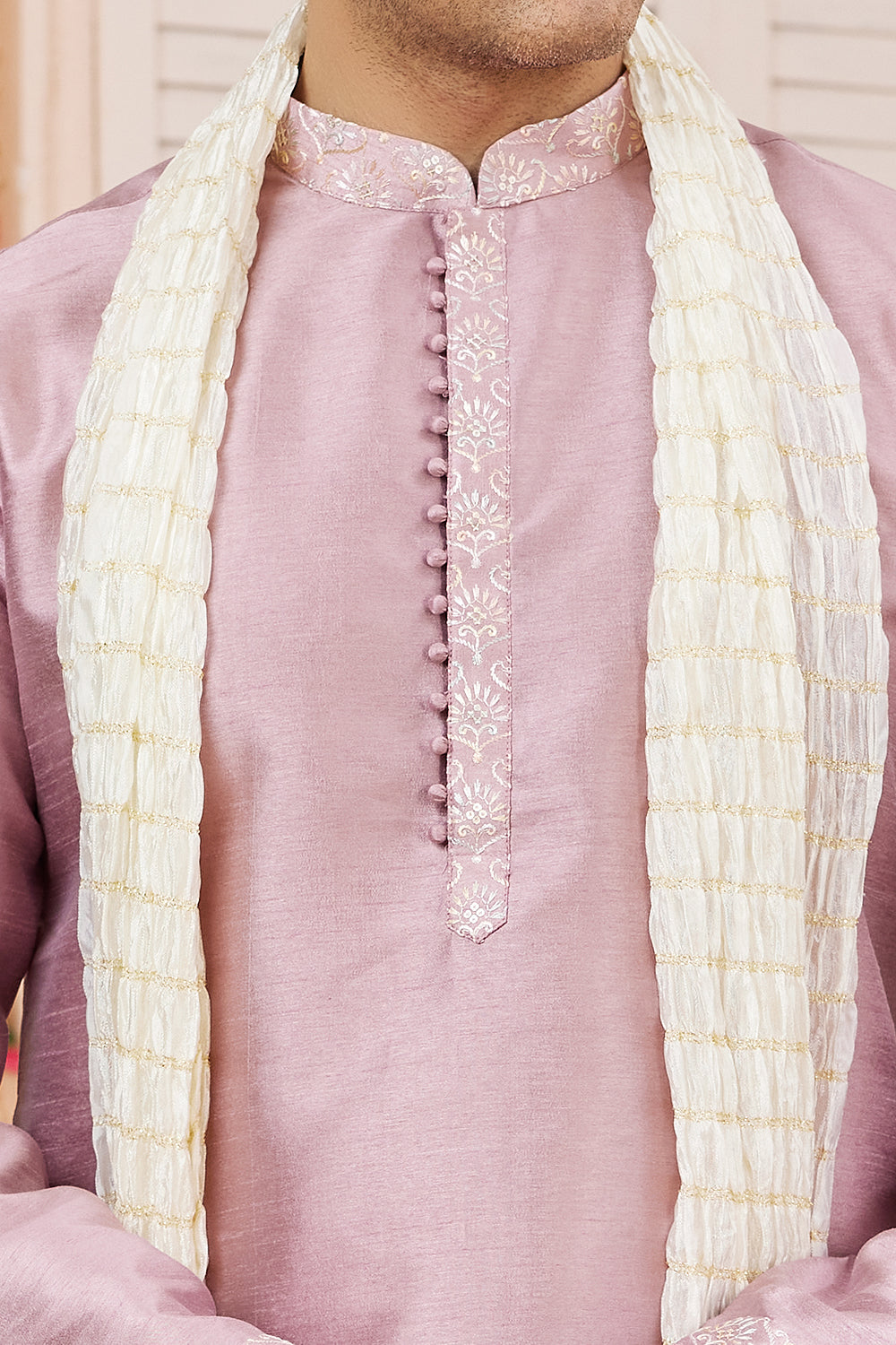 Light Purple Art Banarasi Silk Kurta Pajama (NMK-7966) - Nihal Fashions