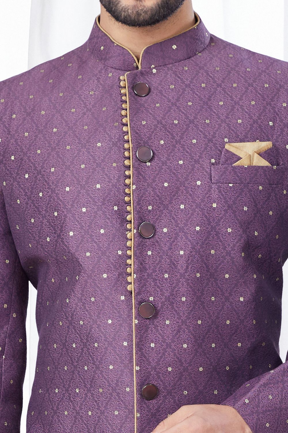 Light Purple Jaquard Indo Western (NMK-7782) - Nihal Fashions