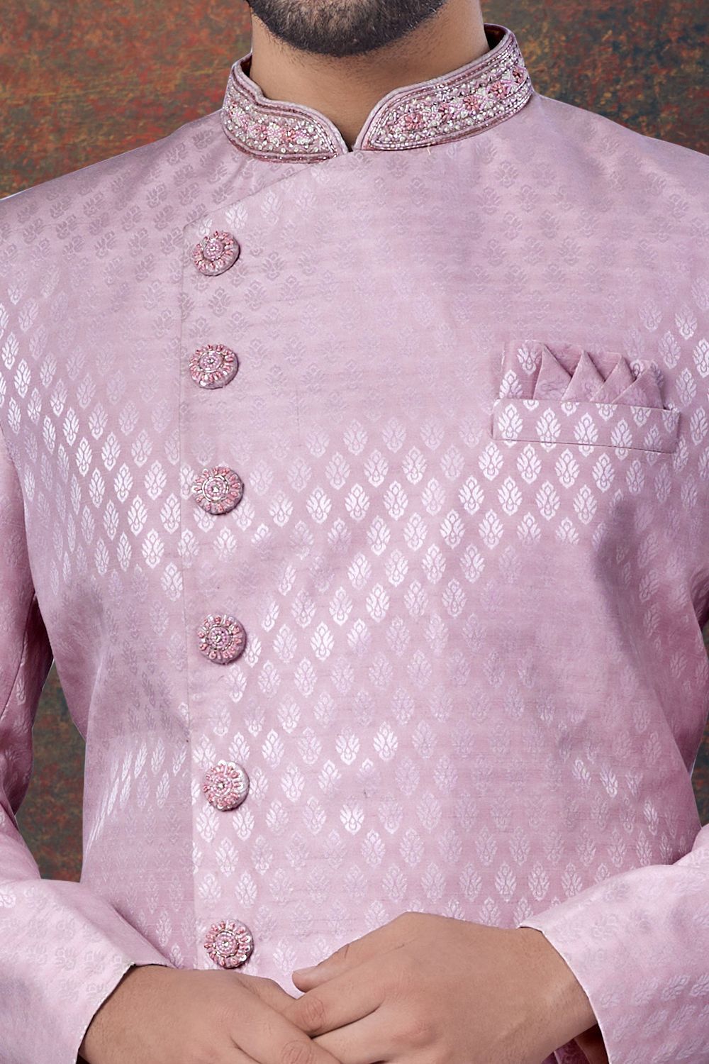 Light Purple Jaquard Indo Western (NMK-7797) - Nihal Fashions