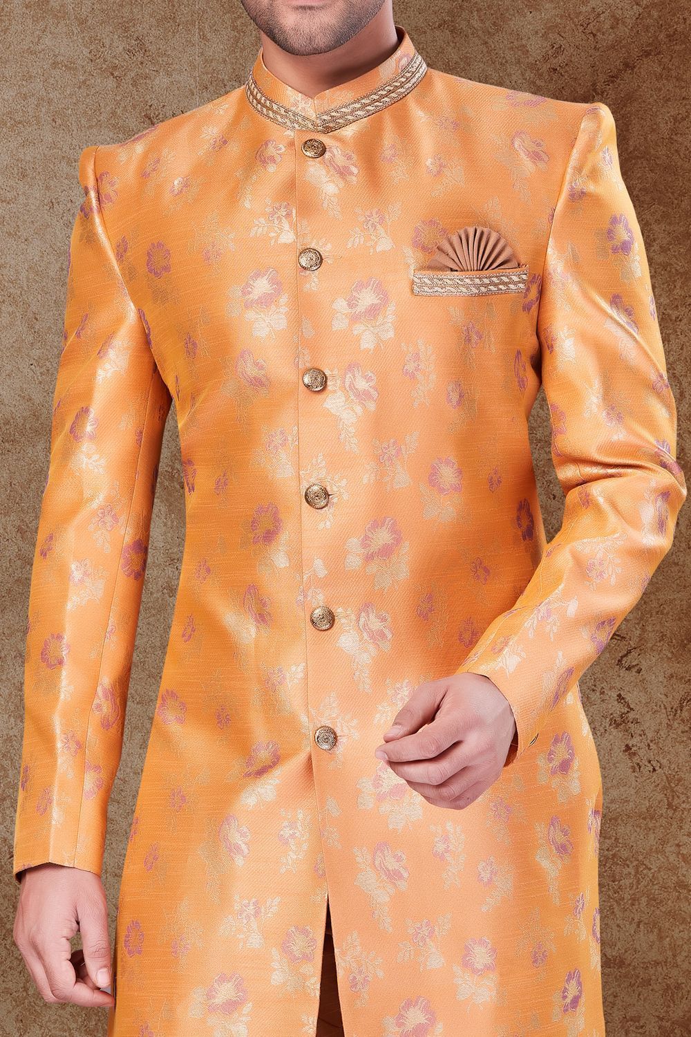 Mango Jaquard Mens Sherwani (NMK-6770) - Nihal Fashions