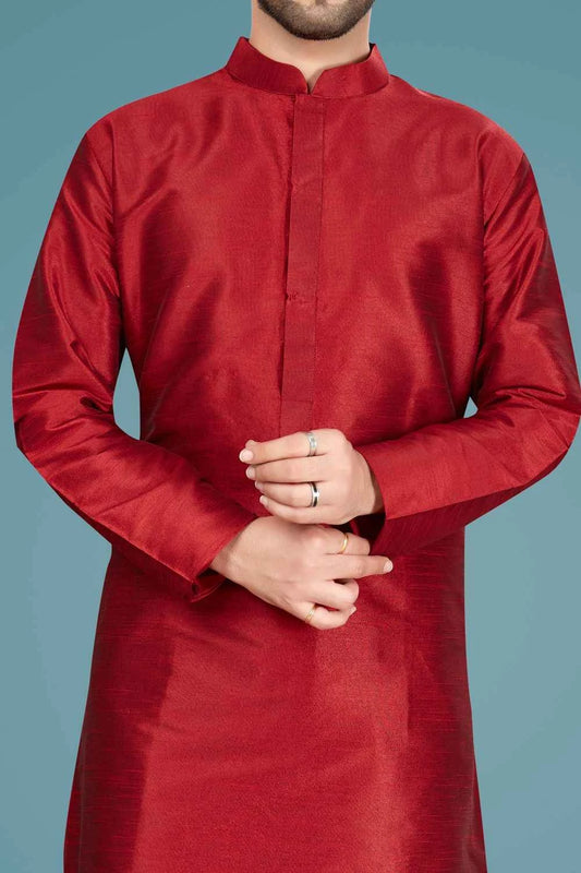 Maroon Art Silk Kurta Pajama (NMK-5142)