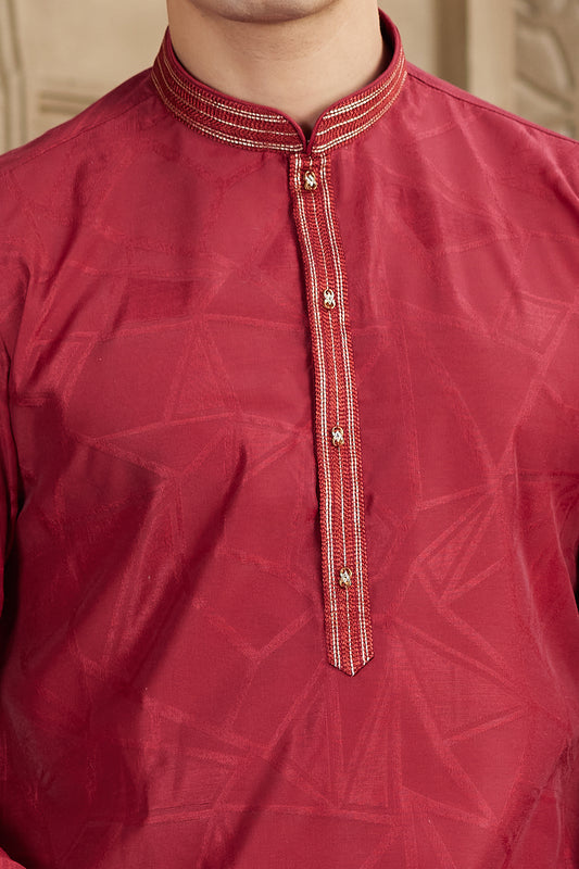 Maroon Art Silk Kurta Pajama (NMK-8575) - Nihal Fashions