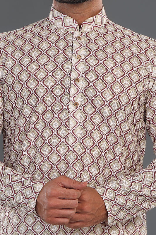 Maroon Cotton Kurta Pajama (NMK-8126) - Nihal Fashions