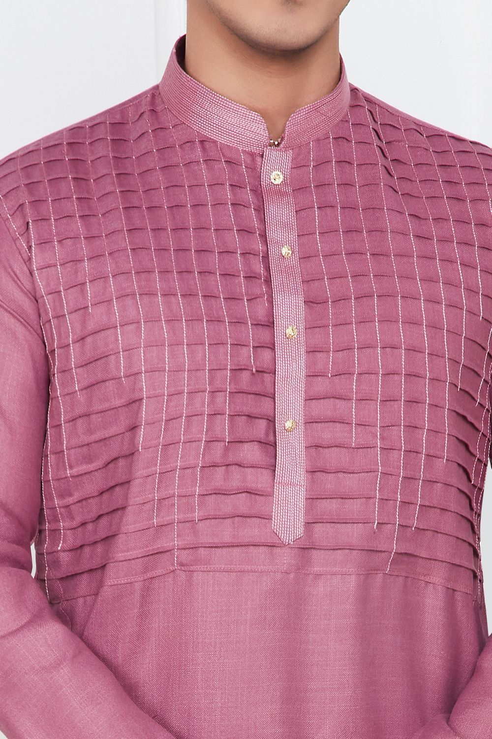 Mauve Linen Cotton Kurta Pajama (NMK-7585) - Nihal Fashions