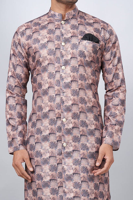 Multicoloured Cotton Printed Indo Western Kurta (NMK-6943) - Nihal Fashions