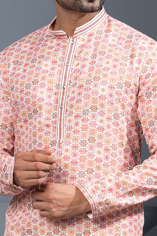 Multicoloured Printed Cotton Silk Kurtas (NMK-8763) - Nihal Fashions