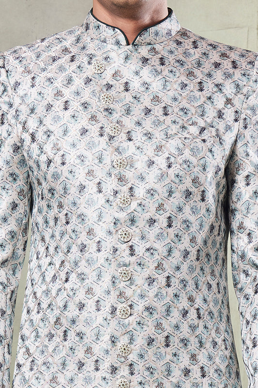 Off White Art Silk Indo Western (NMK-8431) - Nihal Fashions