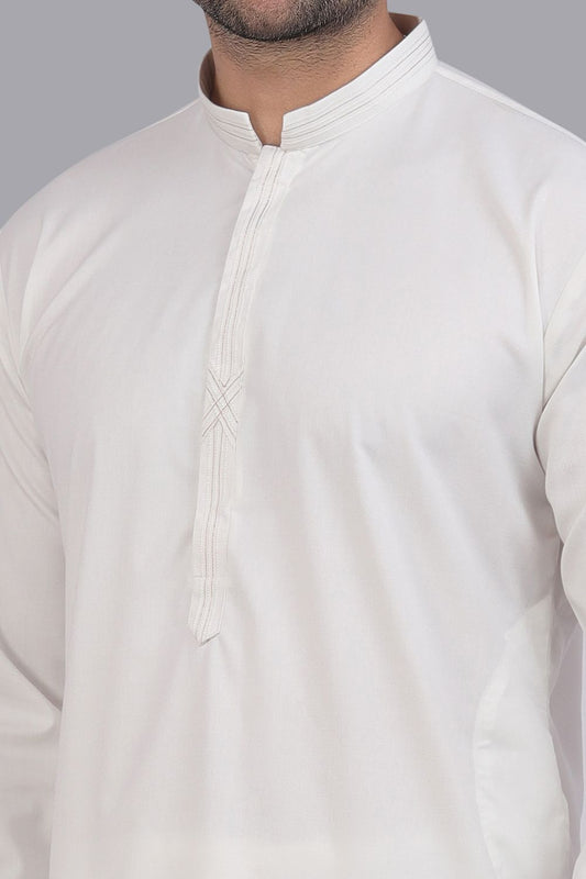 Off White Art Silk Mens Kurta (NMK-7504) - Nihal Fashions
