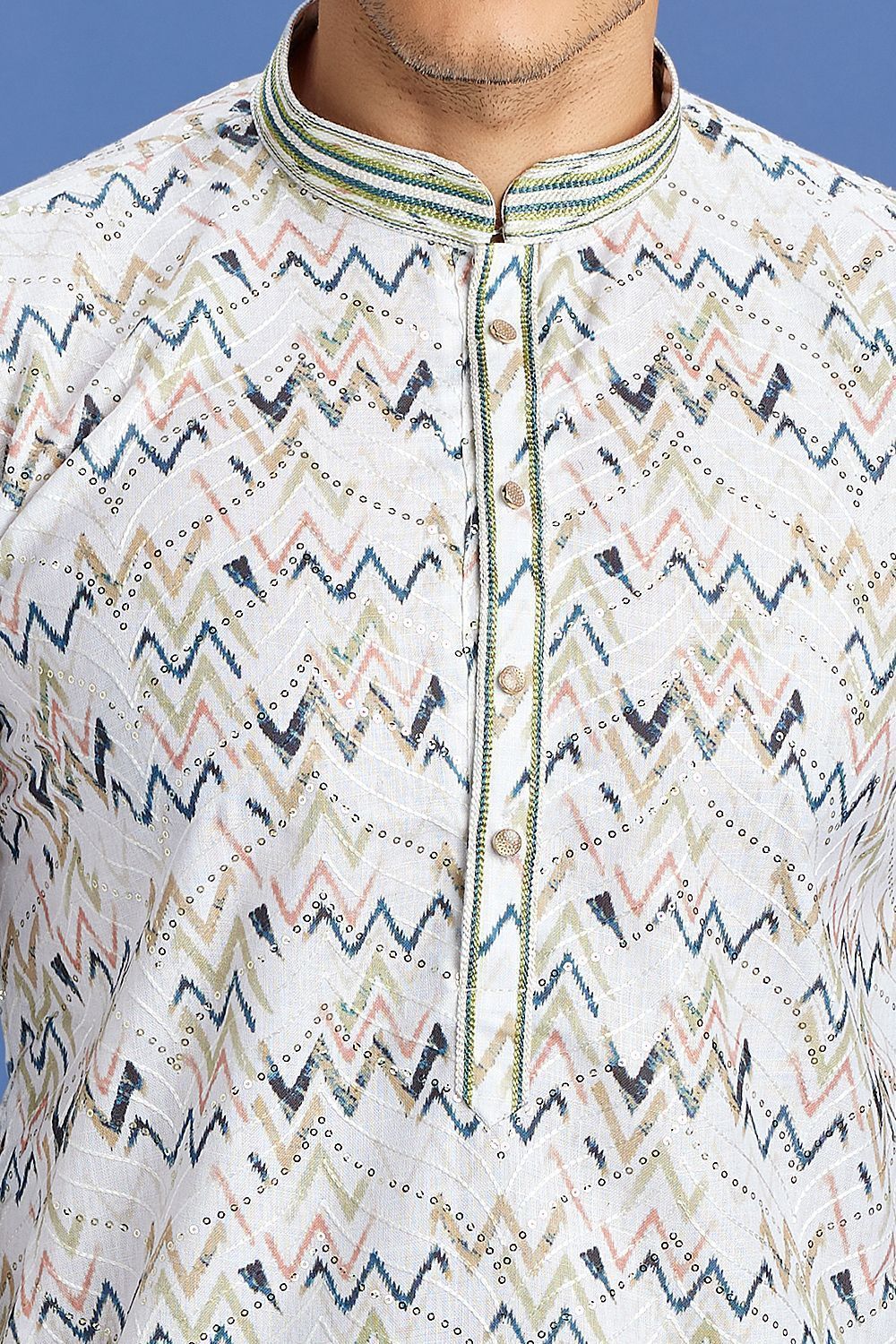 Off White Cotton Digital Printed Kurta (NMK-7519) - Nihal Fashions