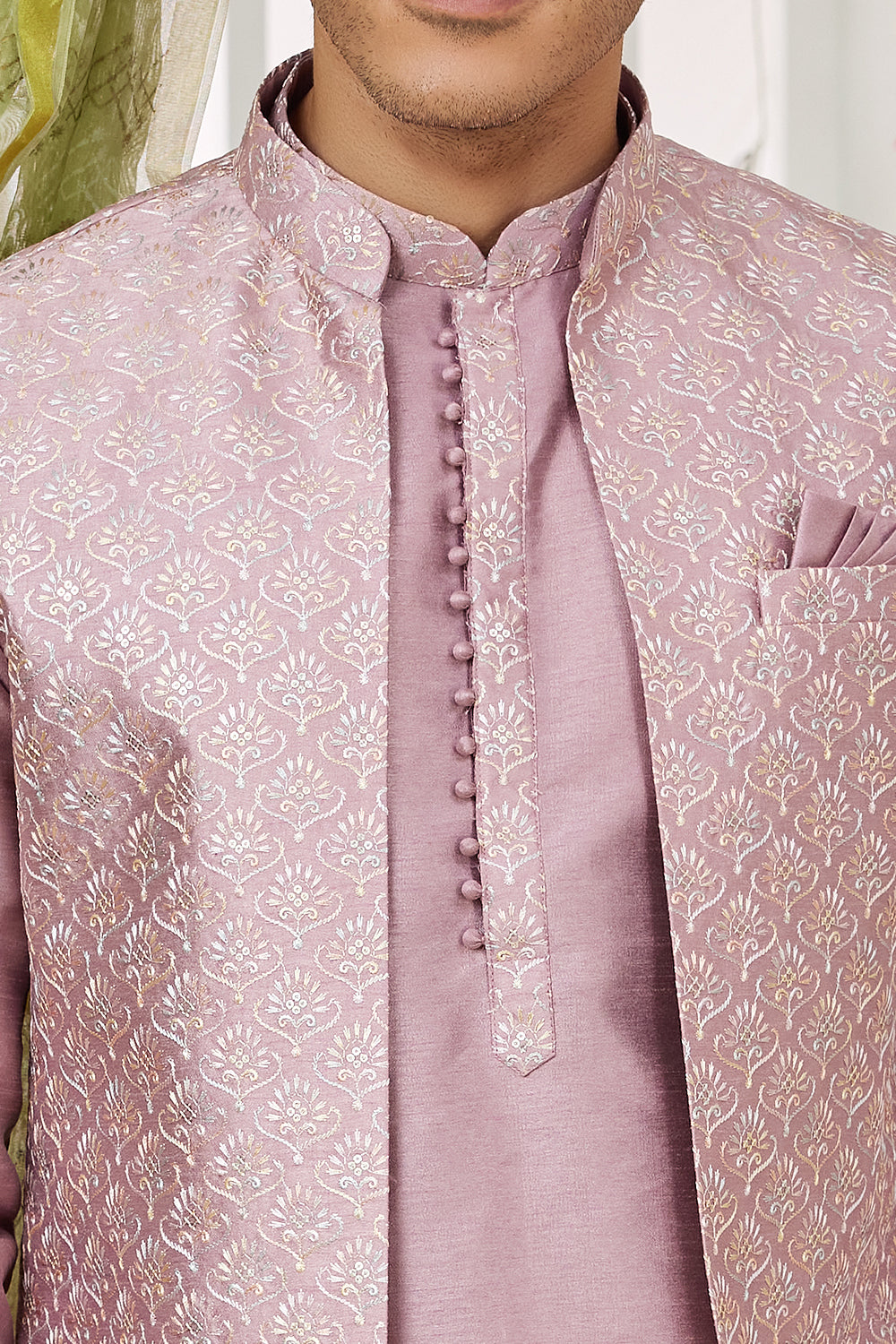 Onion Art Silk 3 piece Jacket Set (NMK-7970) - Nihal Fashions