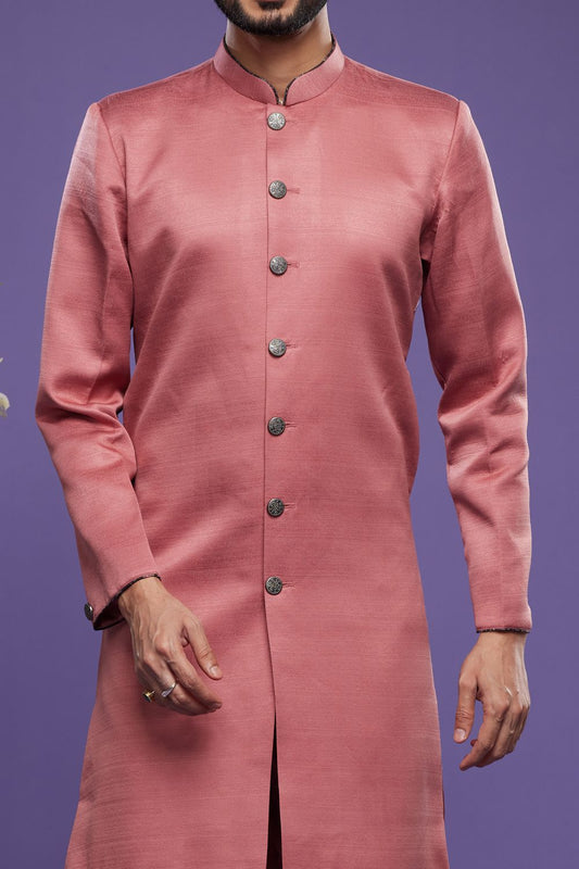 Onion Pink Art Banarasi Silk Indo Western (NMK-7065) - Nihal Fashions