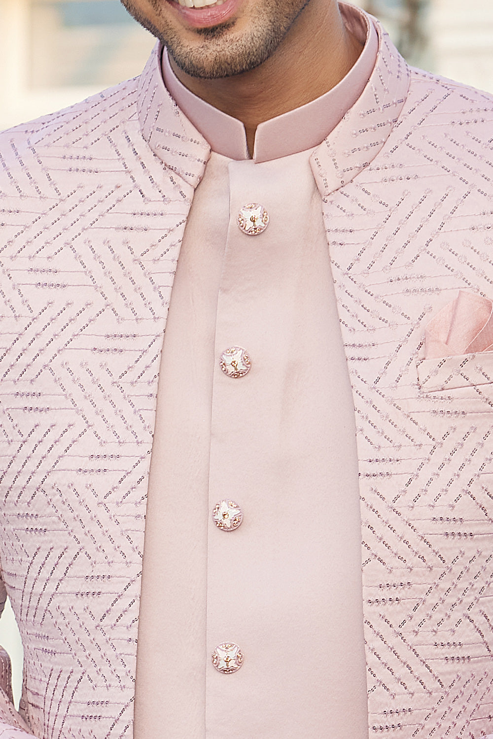 Onion Pink Art Silk Jodhpuri (NMK-8218) - Nihal Fashions