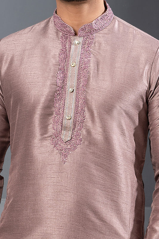 Onion Pink Banglori Silk Kurta Pajama (NMK-8729) - Nihal Fashions