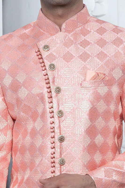 Peach Art Silk Indo Western for Men (NMK-7704) - Nihal Fashions
