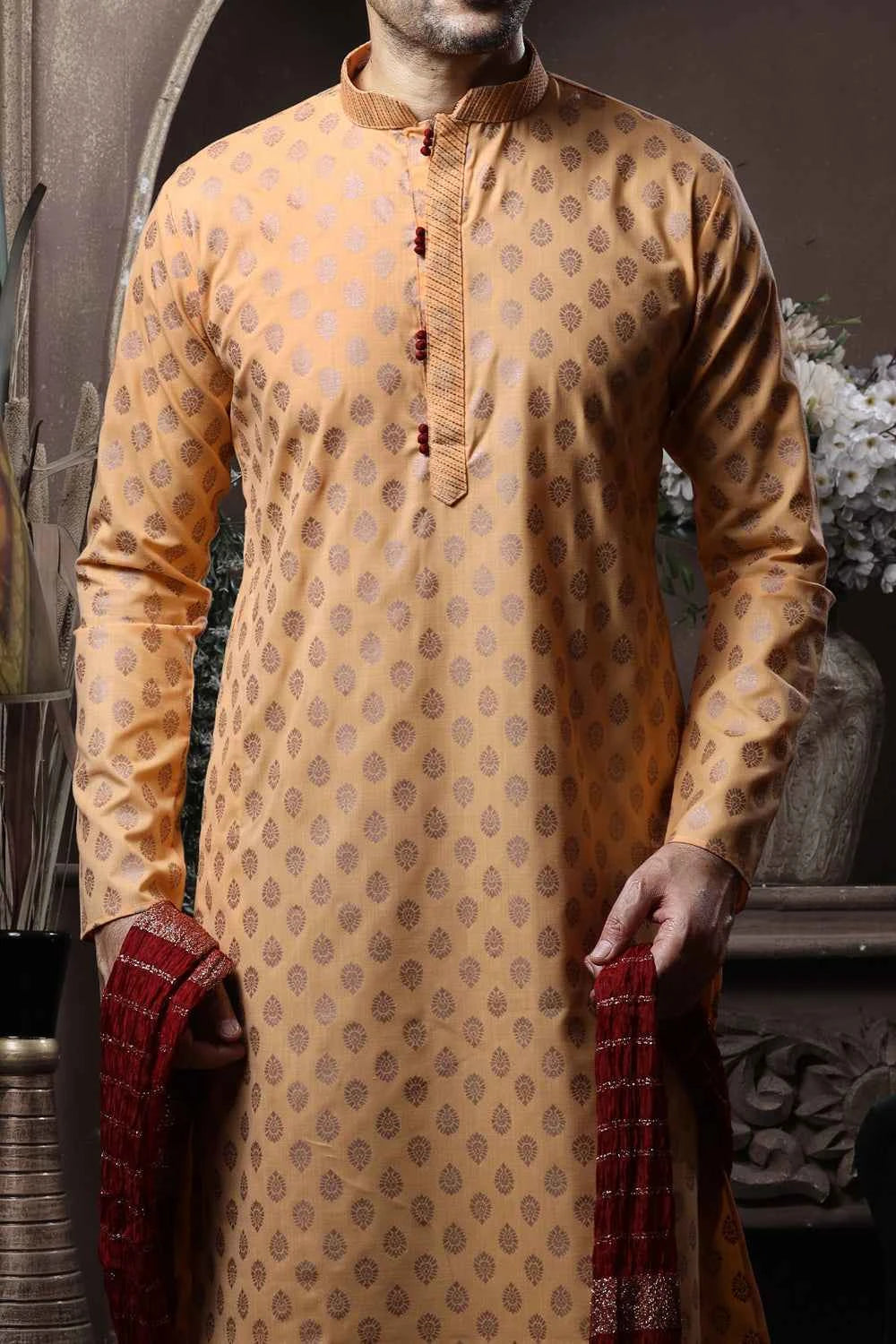 Peach Silk Casual Kurta Pajama (NMK-6087)