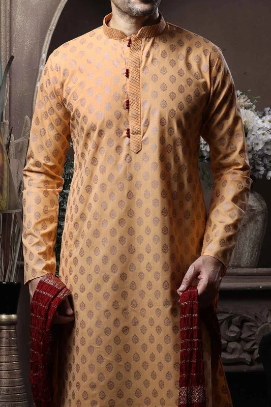 Peach Silk Casual Kurta Pajama (NMK-6087)