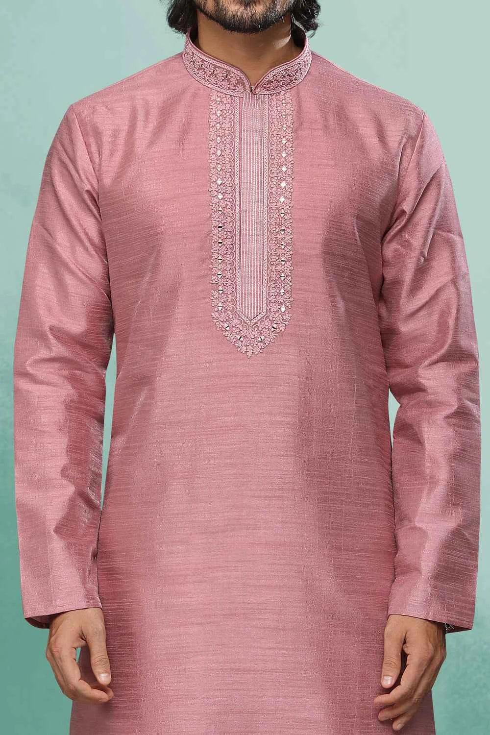 Pink Art Silk Kurta Pajama (NMK-6425)