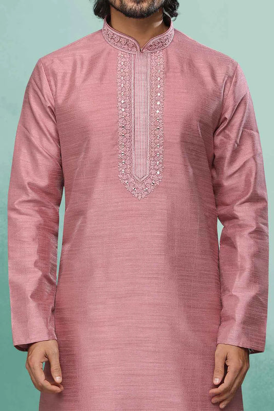 Pink Art Silk Kurta Pajama (NMK-6425)