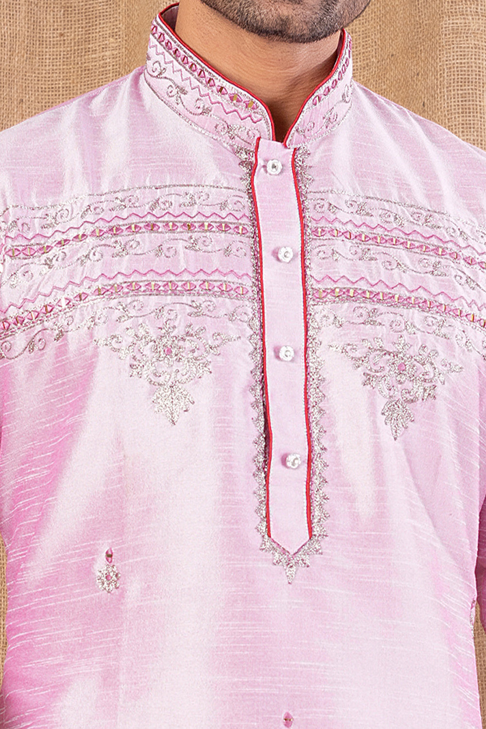 Pink Art Silk Kurta Pajama (NMK-8509) - Nihal Fashions