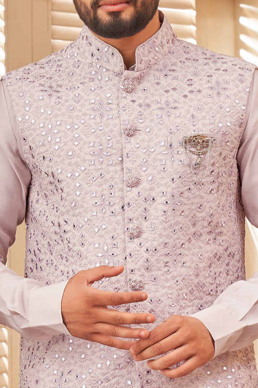 Pink Art Silk Nehru Jacket (NMK-8019) - Nihal Fashions
