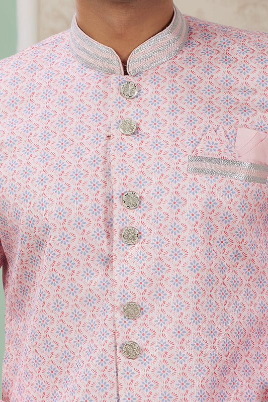 Pink Banarasi Jaquard Indo Western (NMK-8583) - Nihal Fashions