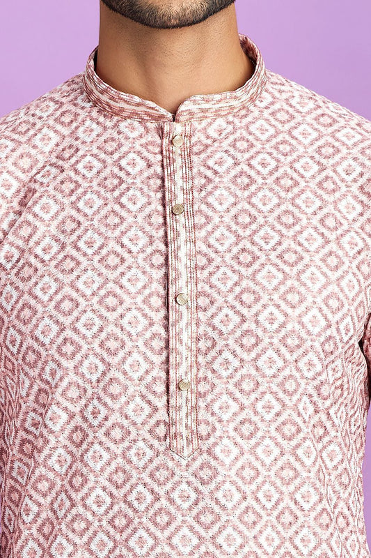 Pink Cotton Casual Kurta Pajama (NMK-7557) - Nihal Fashions