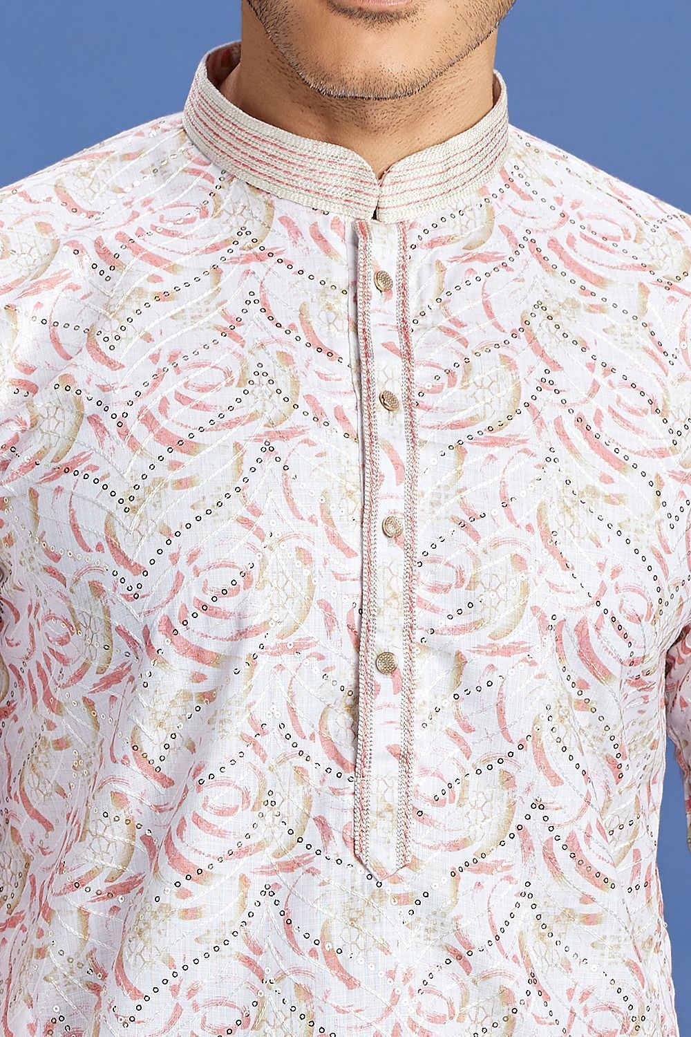 Pink Cotton Embroidered Kurta Pajama (NMK-7523) - Nihal Fashions
