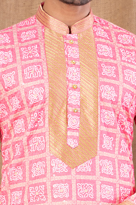 Pink Cotton Kurta Pajama (NMK-8521) - Nihal Fashions