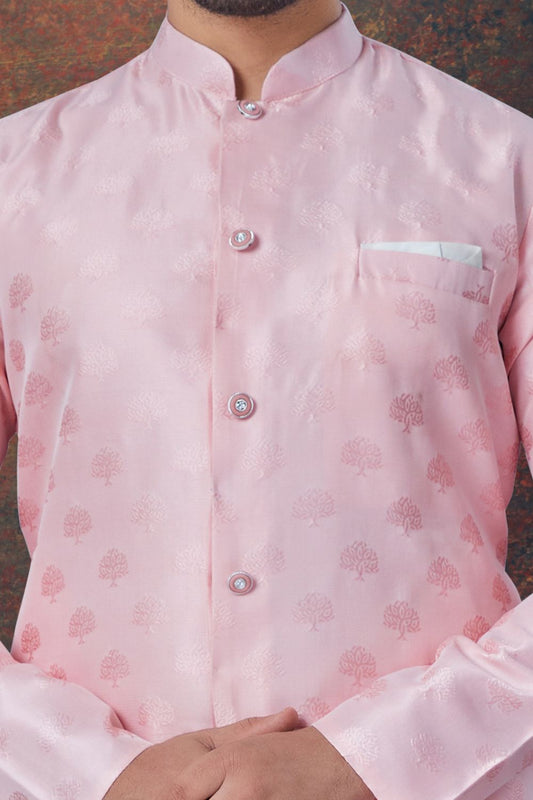 Pink Jaquard Indo Western (NMK-7863) - Nihal Fashions