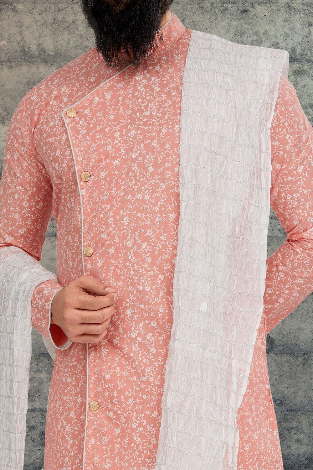 Pinkish Peach Cotton Silk Indo Western (NMK-6791) - Nihal Fashions