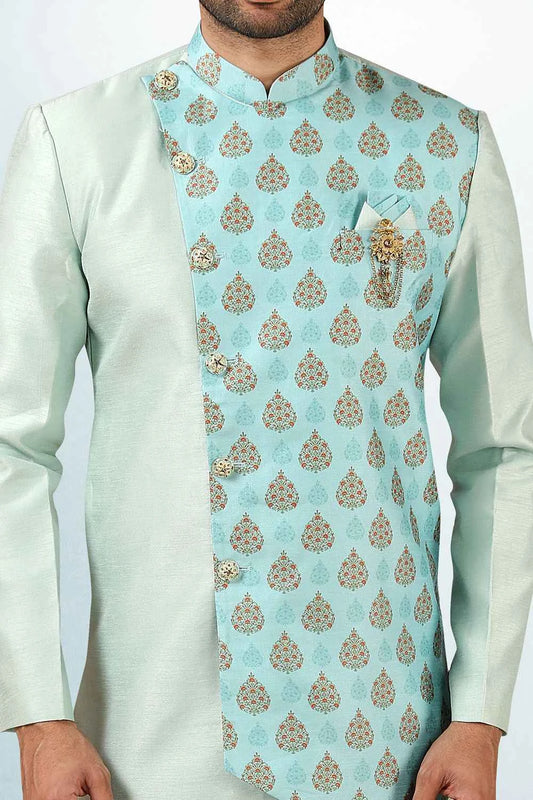 Pista Green Art Silk Indo Western (NMK-5813)