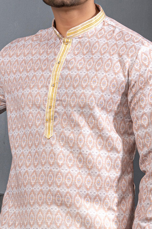 Printed Cotton Silk Kurta For Men (NMK-8778) - Nihal Fashions