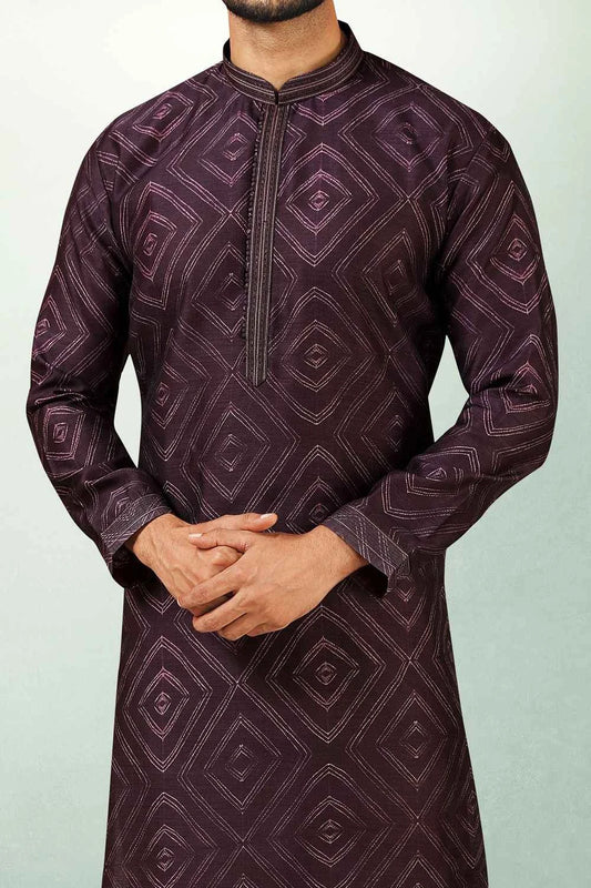 Purple Art Silk Kurta Pajama (NMK-5839)