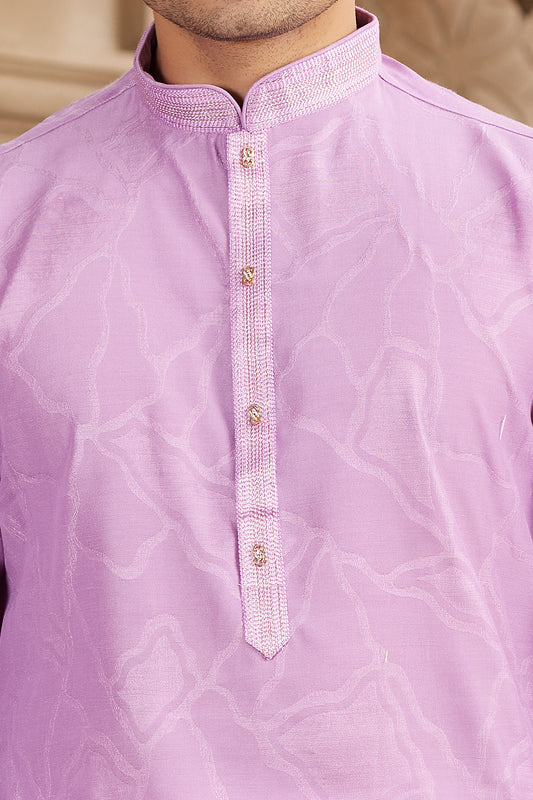 Purple Art Silk Kurta Pajama (NMK-8574) - Nihal Fashions