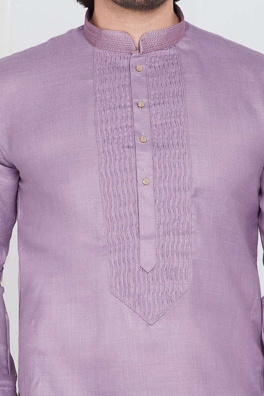 Purple Linen Cotton Kurta Pajama (NMK-7577) - Nihal Fashions