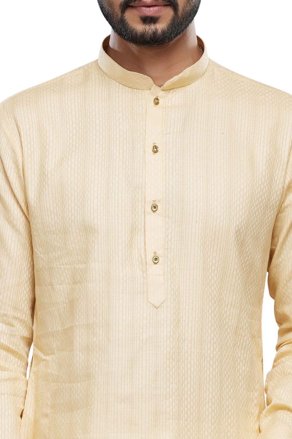 Self Printed Gold Art Silk Kurta Pajama (NMK-7500) - Nihal Fashions