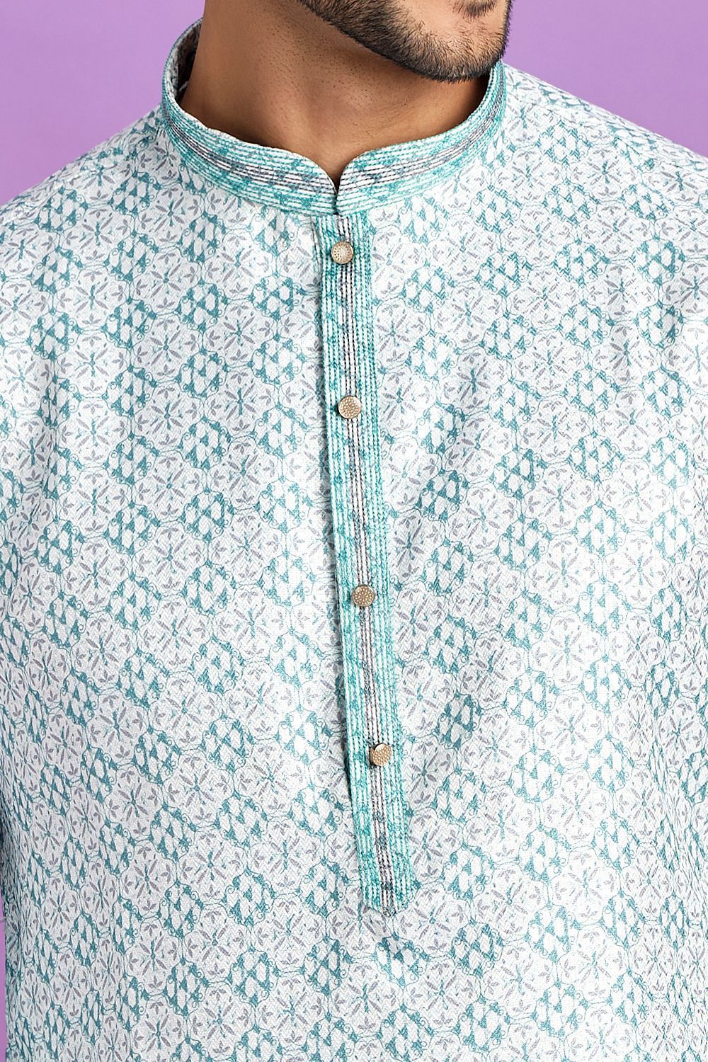 Teal Green Cotton Kurta Pajama (NMK-7553) - Nihal Fashions