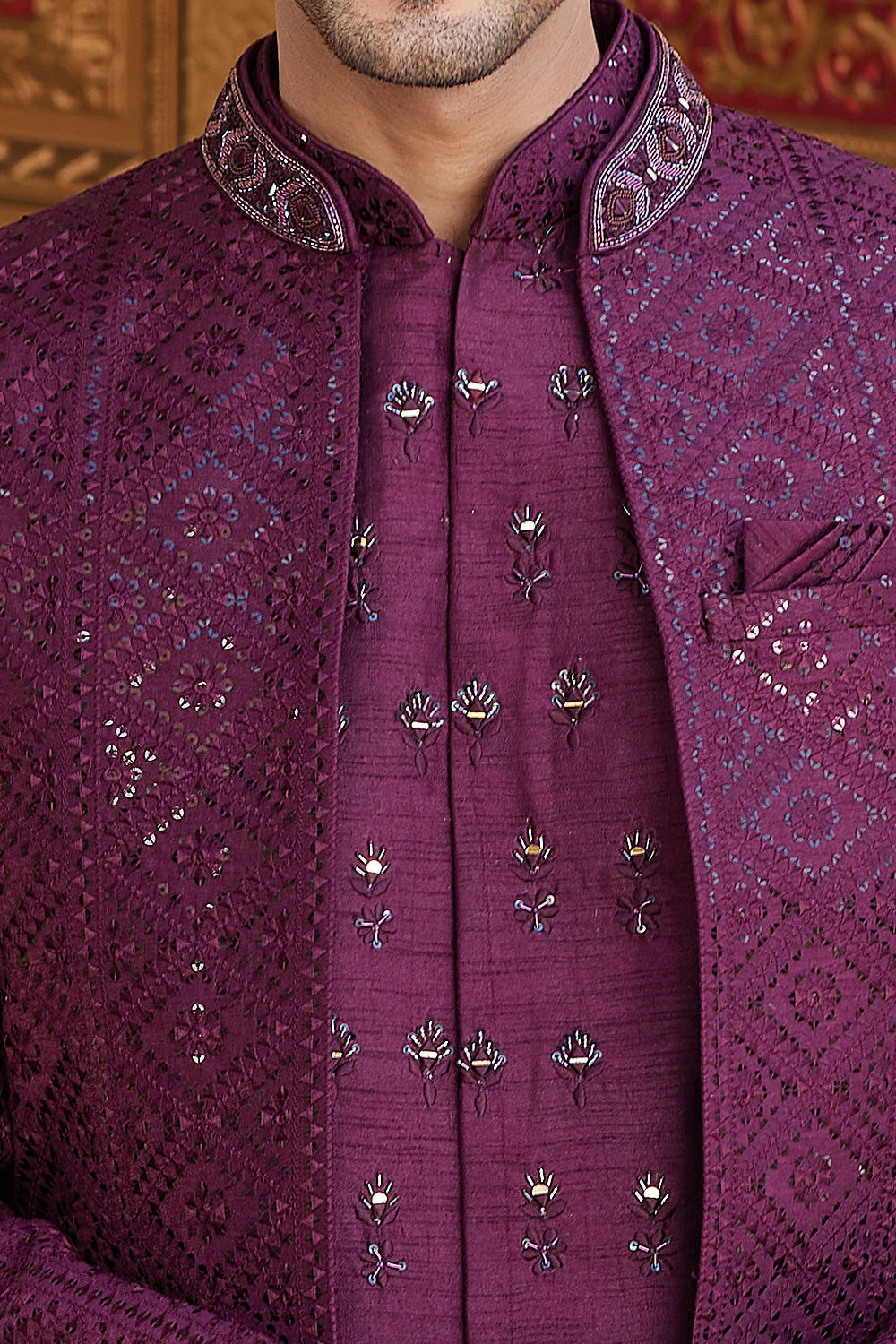 Wine Art Silk Indo Western (NMK-8210) - Nihal Fashions