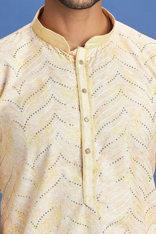 Yellow Cotton Kurta Pajama (NMK-7526) - Nihal Fashions