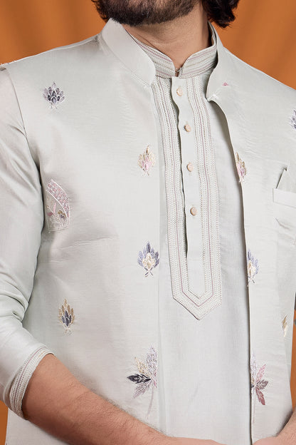 Pista Green Art Silk Nehru Jacket (NMK-8787)