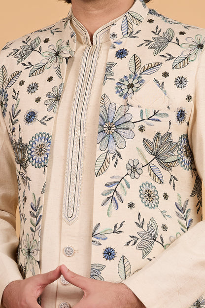 Cream Art Silk Embroidered Indo Western (NMK-8794)